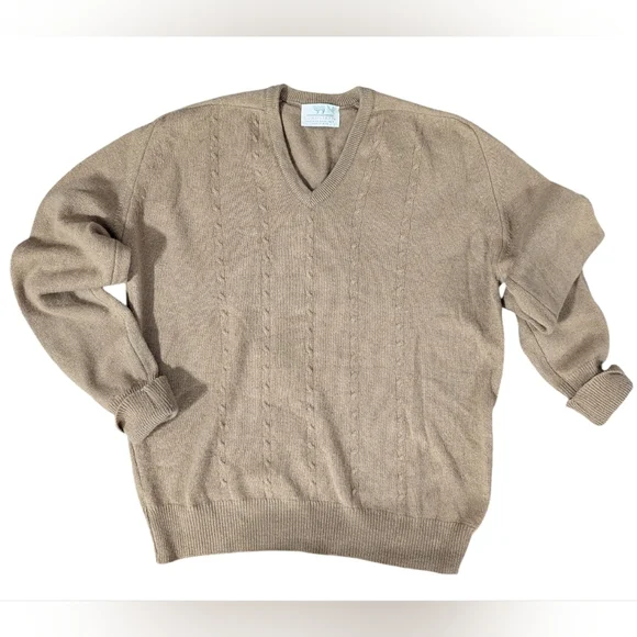 Vintage Lord Jeff 100% Camel Hair Sweater Camel Brown Soft Luxury Knit L - Picture 2 of 8